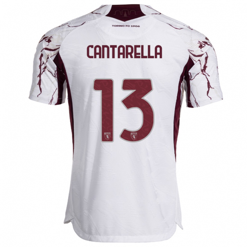 גברים Luca Cantarella #13 לבן בורגונדי הרחק ג'רזי 2025/26 חולצה קצרה
