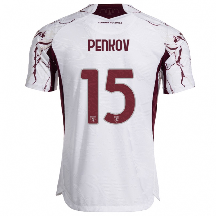 גברים Borislav Penkov #15 לבן בורגונדי הרחק ג'רזי 2025/26 חולצה קצרה