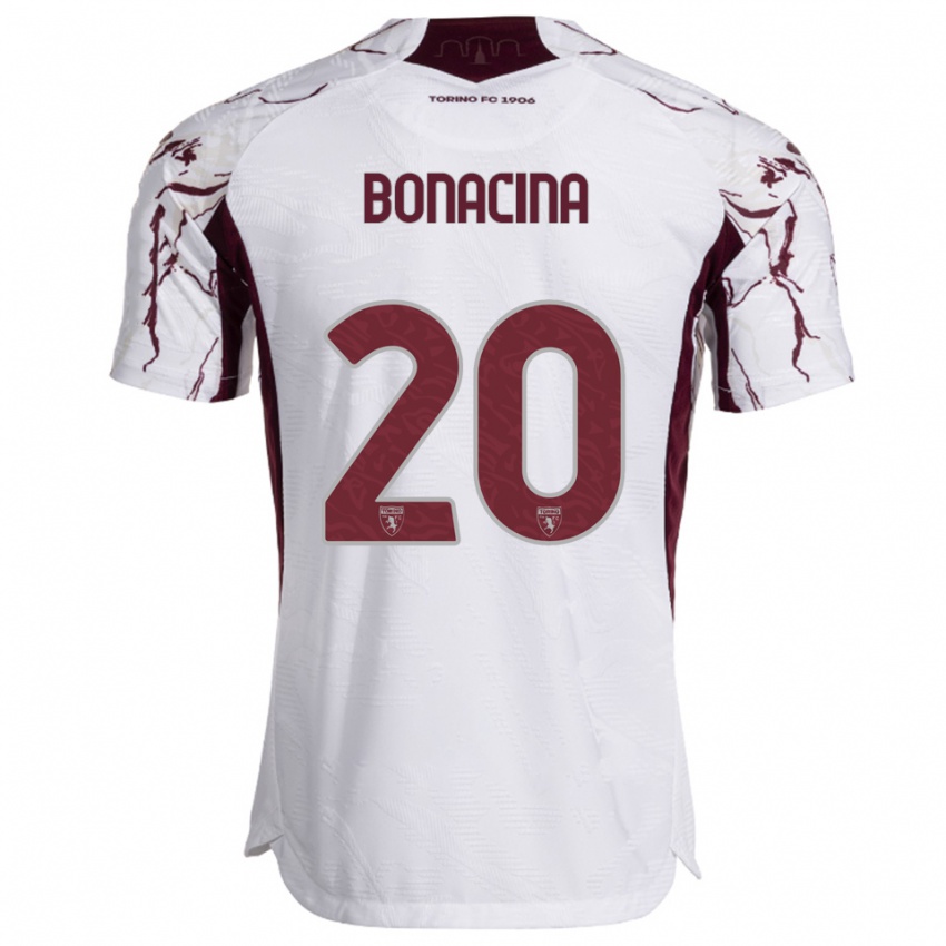 גברים David Bonacina #20 לבן בורגונדי הרחק ג'רזי 2025/26 חולצה קצרה
