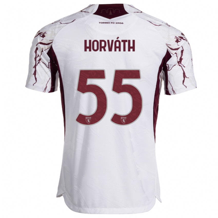 גברים Krisztofer Horváth #55 לבן בורגונדי הרחק ג'רזי 2025/26 חולצה קצרה
