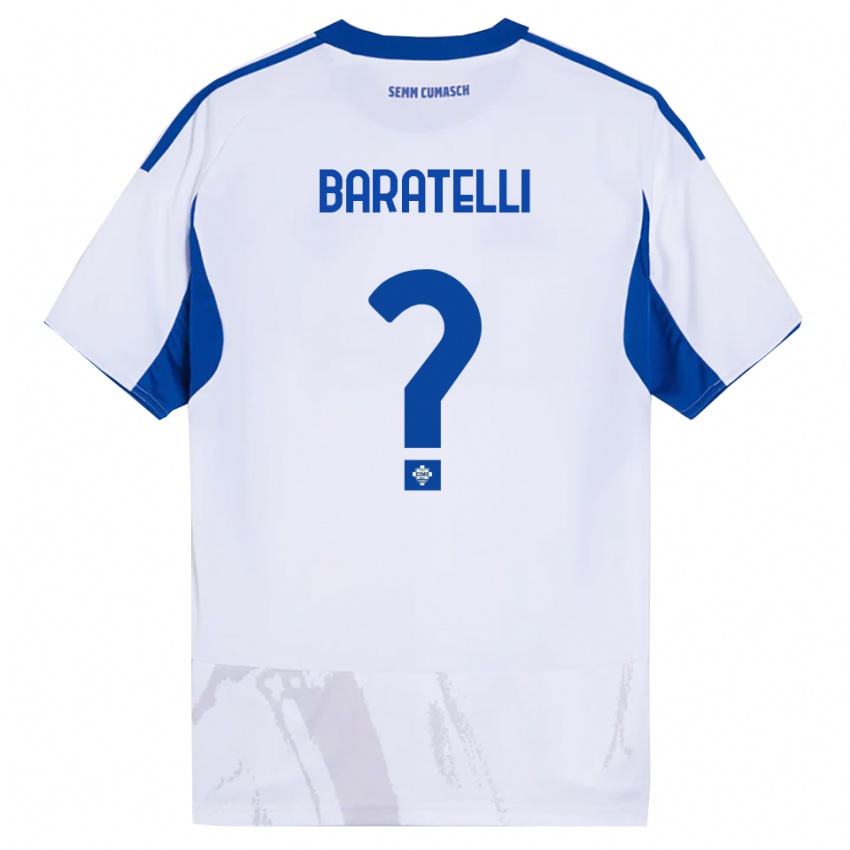 גברים Mattia Baratelli #0 לבן כחול הרחק ג'רזי 2025/26 חולצה קצרה