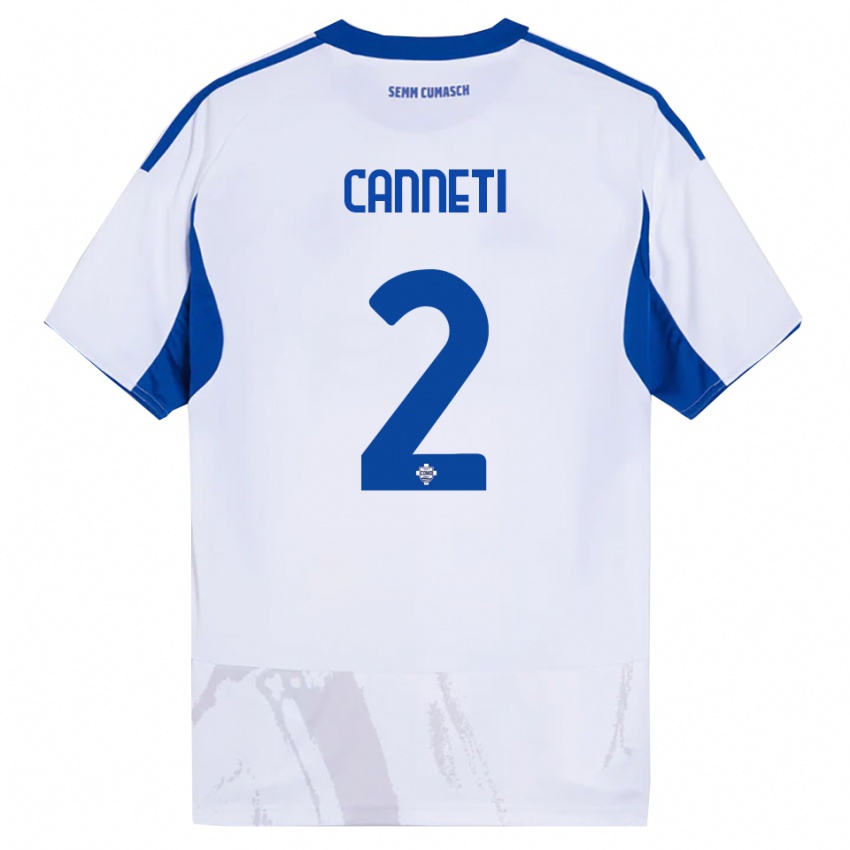 גברים Jacopo Canneti #2 לבן כחול הרחק ג'רזי 2025/26 חולצה קצרה