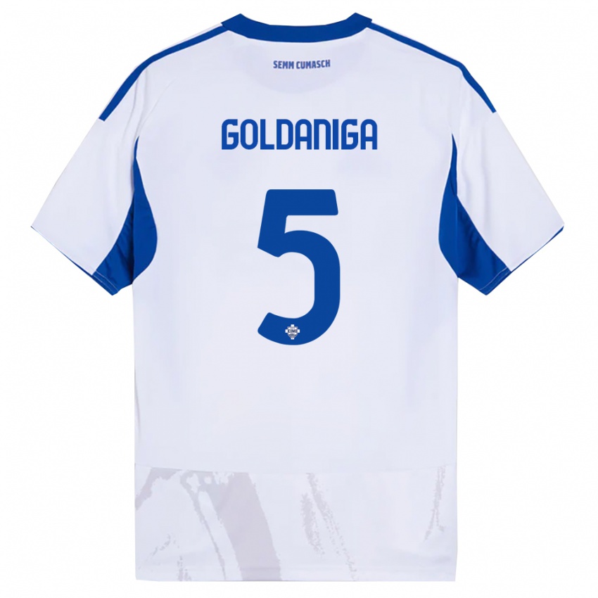 גברים Edoardo Goldaniga #5 לבן כחול הרחק ג'רזי 2025/26 חולצה קצרה