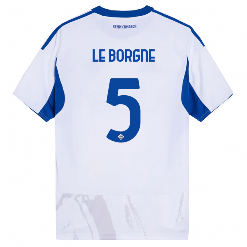 גברים Andréa Le Borgne #5 לבן כחול הרחק ג'רזי 2025/26 חולצה קצרה