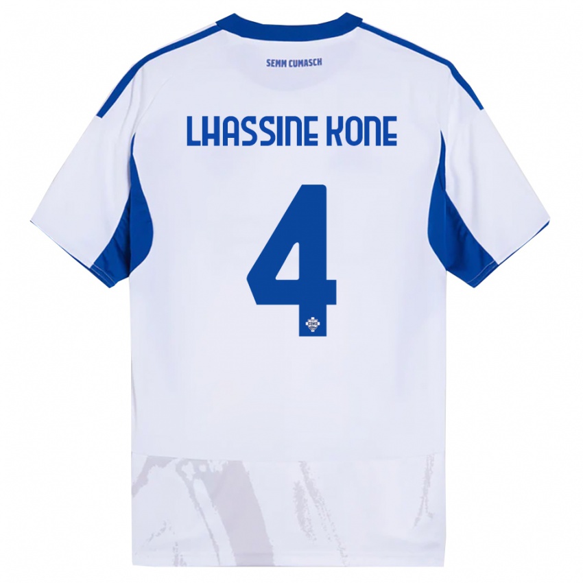 גברים Ben Lhassine Kone #4 לבן כחול הרחק ג'רזי 2025/26 חולצה קצרה