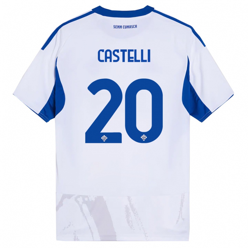 גברים Matteo Castelli #20 לבן כחול הרחק ג'רזי 2025/26 חולצה קצרה