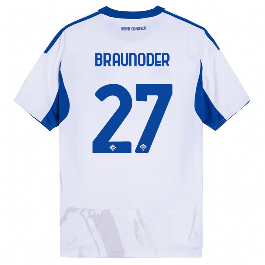 גברים Matthias Braunöder #27 לבן כחול הרחק ג'רזי 2025/26 חולצה קצרה