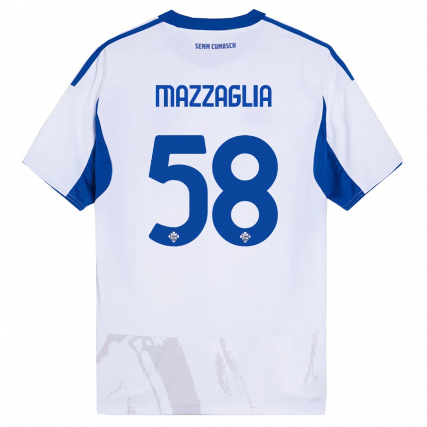 גברים Giuseppe Mazzaglia #58 לבן כחול הרחק ג'רזי 2025/26 חולצה קצרה