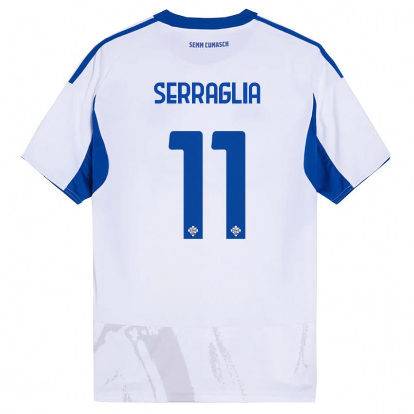 גברים Lucas Serraglia #11 לבן כחול הרחק ג'רזי 2025/26 חולצה קצרה