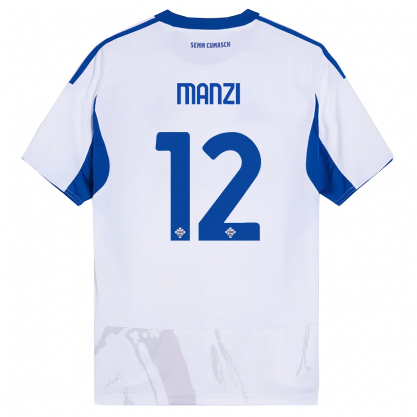 גברים Federico Manzi #12 לבן כחול הרחק ג'רזי 2025/26 חולצה קצרה
