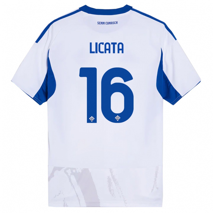 גברים Alessandro Licata #16 לבן כחול הרחק ג'רזי 2025/26 חולצה קצרה