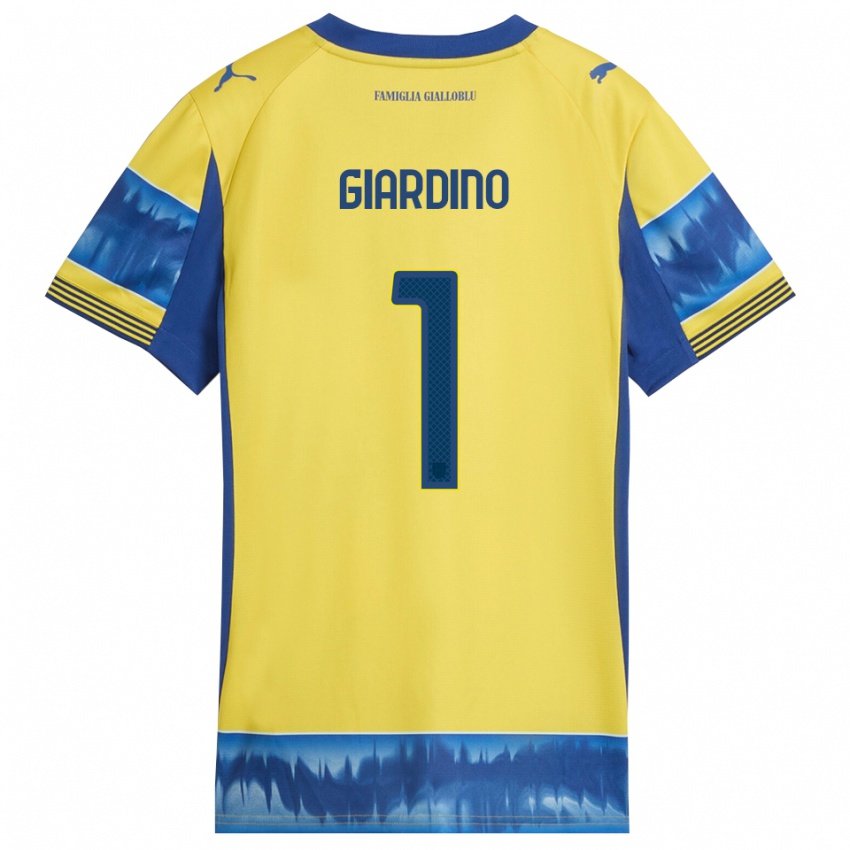 גברים Andrea Giardino #1 צהוב כחול הרחק ג'רזי 2025/26 חולצה קצרה