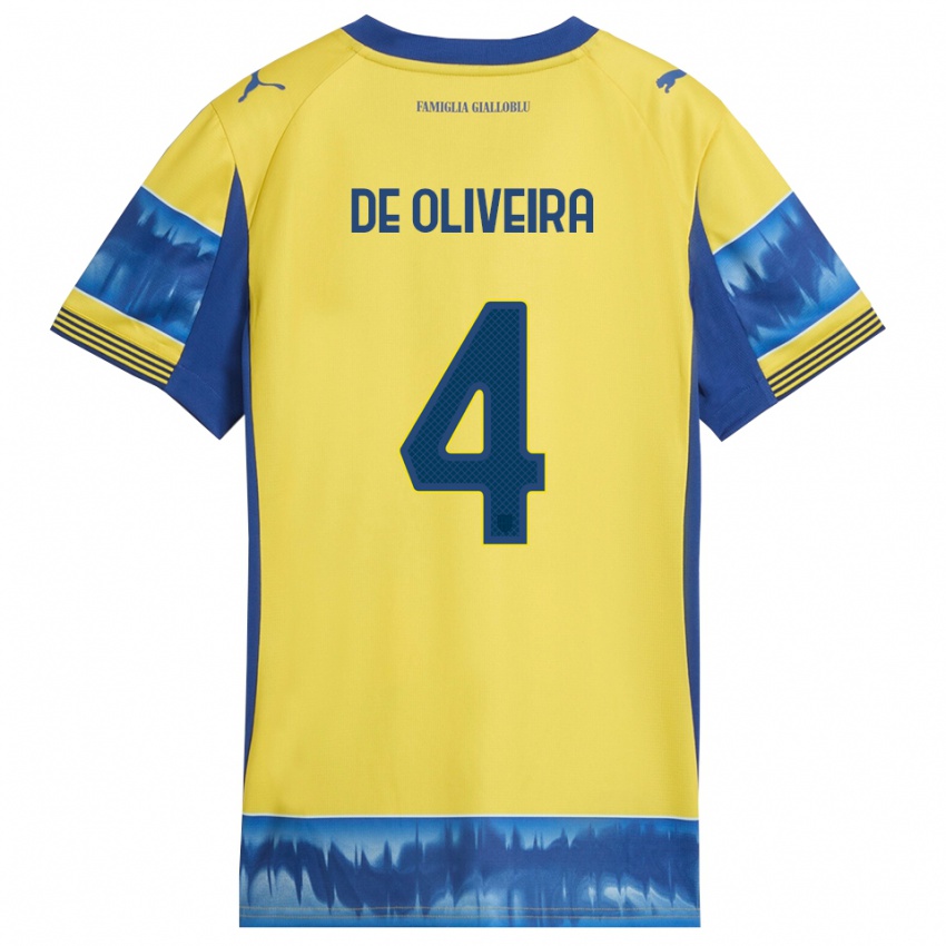 גברים Luca De Oliveira #4 צהוב כחול הרחק ג'רזי 2025/26 חולצה קצרה
