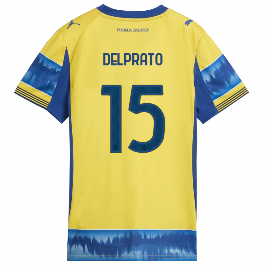 גברים Enrico Delprato #15 צהוב כחול הרחק ג'רזי 2025/26 חולצה קצרה