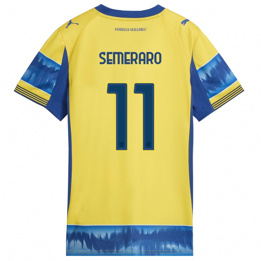 גברים Riccardo Semeraro #11 צהוב כחול הרחק ג'רזי 2025/26 חולצה קצרה
