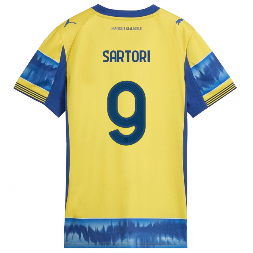גברים Francesco Sartori #9 צהוב כחול הרחק ג'רזי 2025/26 חולצה קצרה