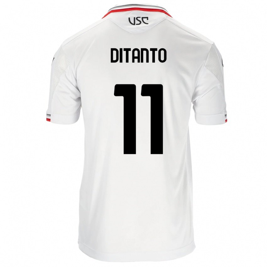 גברים Tiziano Ditanto #11 לבן אדום הרחק ג'רזי 2025/26 חולצה קצרה