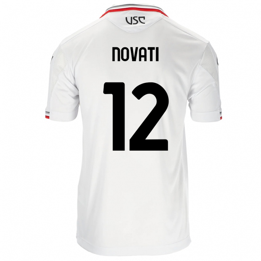 גברים Lorenzo Novati #12 לבן אדום הרחק ג'רזי 2025/26 חולצה קצרה