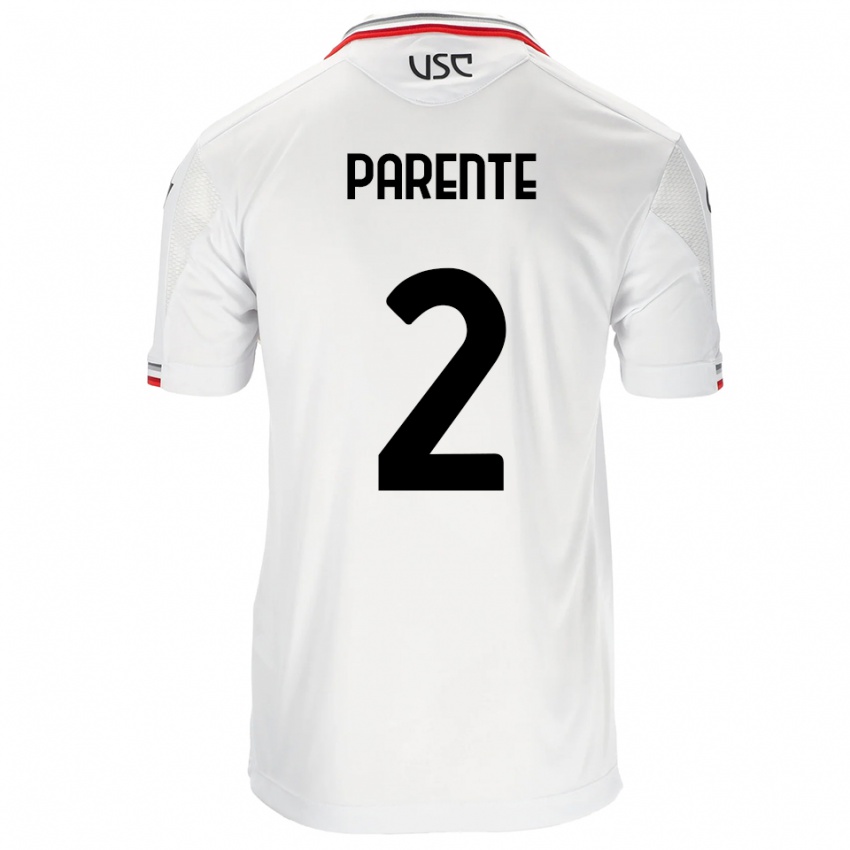 גברים Mattia Parente #2 לבן אדום הרחק ג'רזי 2025/26 חולצה קצרה