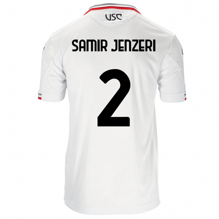 גברים Gabriele Samir Jenzeri #2 לבן אדום הרחק ג'רזי 2025/26 חולצה קצרה