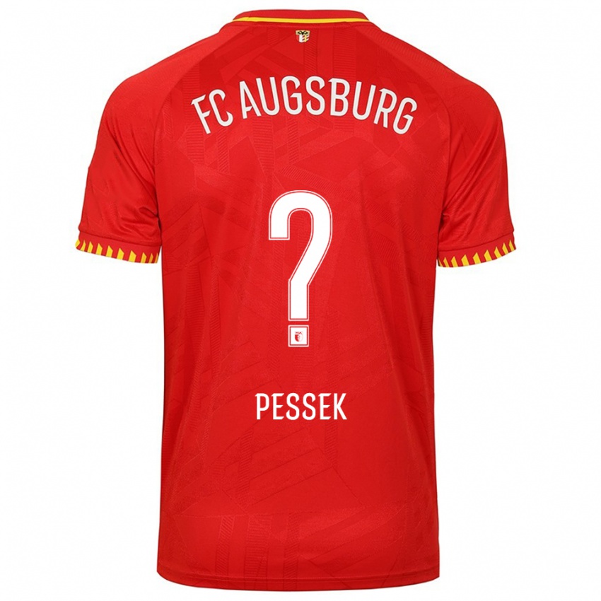 גברים Luca Pessek #0 אדום צהוב הרחק ג'רזי 2025/26 חולצה קצרה