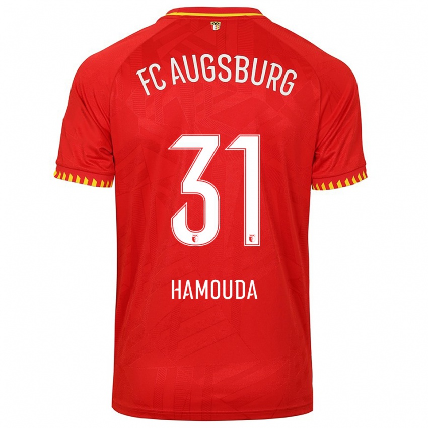 גברים Hania Hamouda #31 אדום צהוב הרחק ג'רזי 2025/26 חולצה קצרה