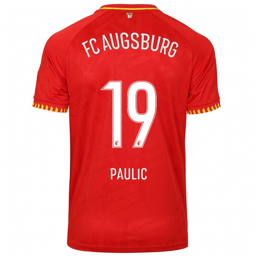 גברים Anthony Paulic #19 אדום צהוב הרחק ג'רזי 2025/26 חולצה קצרה