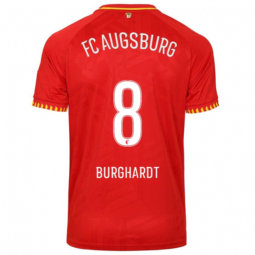 גברים Kilian Burghardt #8 אדום צהוב הרחק ג'רזי 2025/26 חולצה קצרה