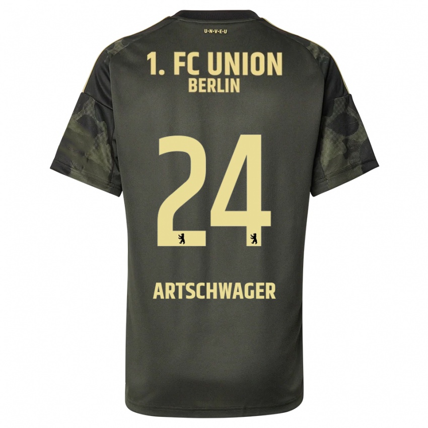 גברים Finn Artschwager #24 ירוק כהה שחור הרחק ג'רזי 2025/26 חולצה קצרה