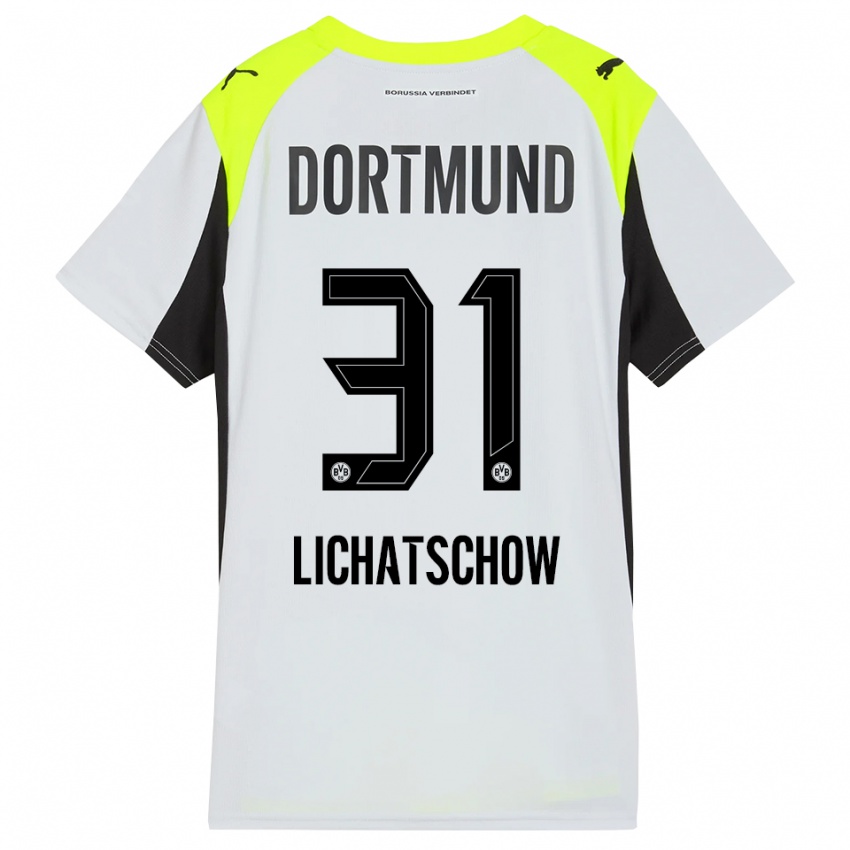 גברים Deniese Lichatschow #31 צהוב פלואורסצנטי הרחק ג'רזי 2025/26 חולצה קצרה