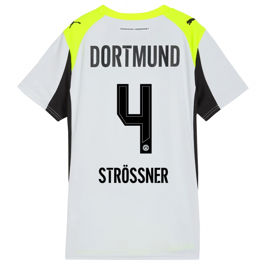 גברים Lenni Strößner #4 צהוב פלואורסצנטי הרחק ג'רזי 2025/26 חולצה קצרה