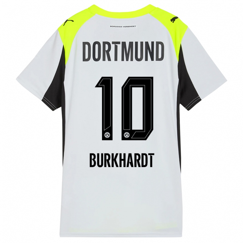 גברים Till Burkhardt #10 צהוב פלואורסצנטי הרחק ג'רזי 2025/26 חולצה קצרה