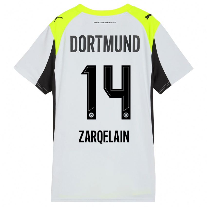 גברים Fadi Zarqelain #14 צהוב פלואורסצנטי הרחק ג'רזי 2025/26 חולצה קצרה