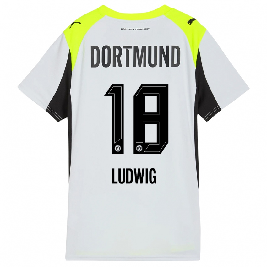 גברים מישל לודוויג #18 צהוב פלואורסצנטי הרחק ג'רזי 2025/26 חולצה קצרה