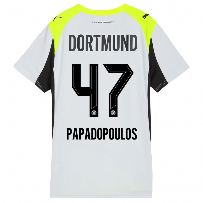 גברים אנטוניוס פאפאדופולוס #47 צהוב פלואורסצנטי הרחק ג'רזי 2025/26 חולצה קצרה