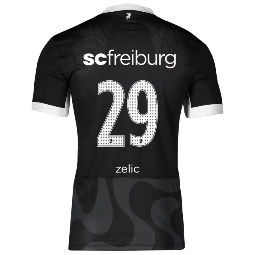 גברים Mateo Zelic #29 שחור לבן הרחק ג'רזי 2025/26 חולצה קצרה