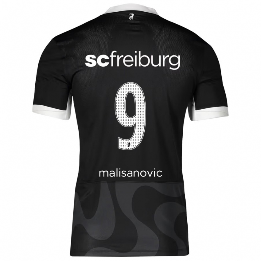 גברים Darko Malisanovic #9 שחור לבן הרחק ג'רזי 2025/26 חולצה קצרה