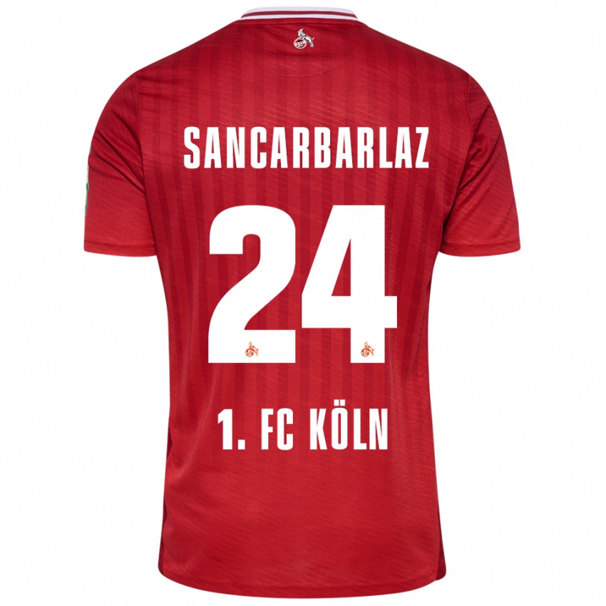 גברים Keyhan Sancarbarlaz #24 אדום לבן הרחק ג'רזי 2025/26 חולצה קצרה