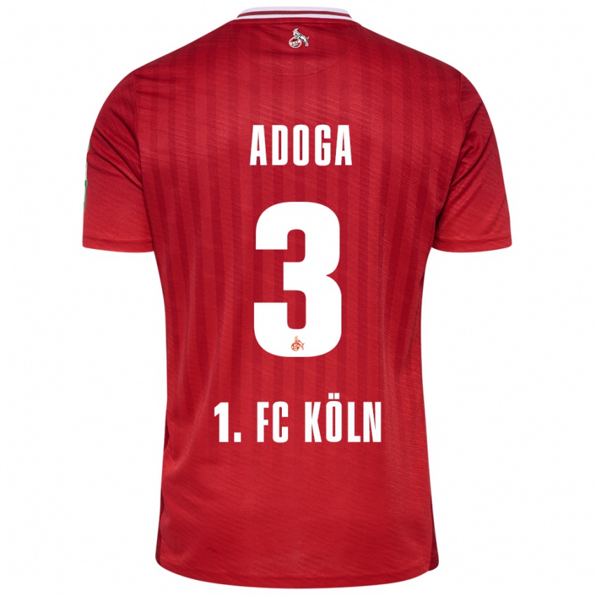 גברים Brian Adoga #3 אדום לבן הרחק ג'רזי 2025/26 חולצה קצרה
