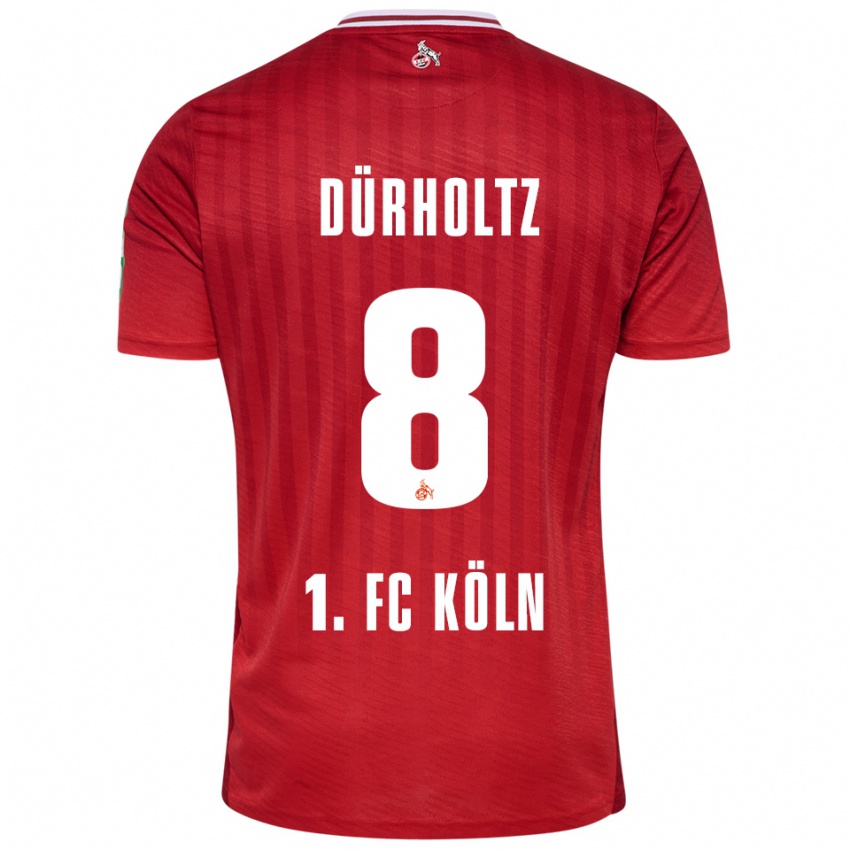 גברים Luca Dürholtz #8 אדום לבן הרחק ג'רזי 2025/26 חולצה קצרה