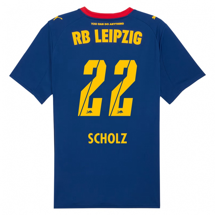 גברים Emil Scholz #22 נייבי אדום הרחק ג'רזי 2025/26 חולצה קצרה