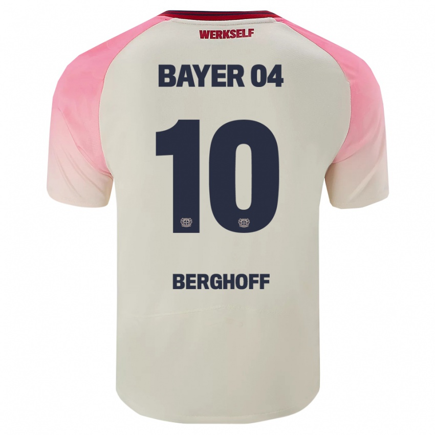גברים Jonah Berghoff #10 ורוד אוף וויט הרחק ג'רזי 2025/26 חולצה קצרה