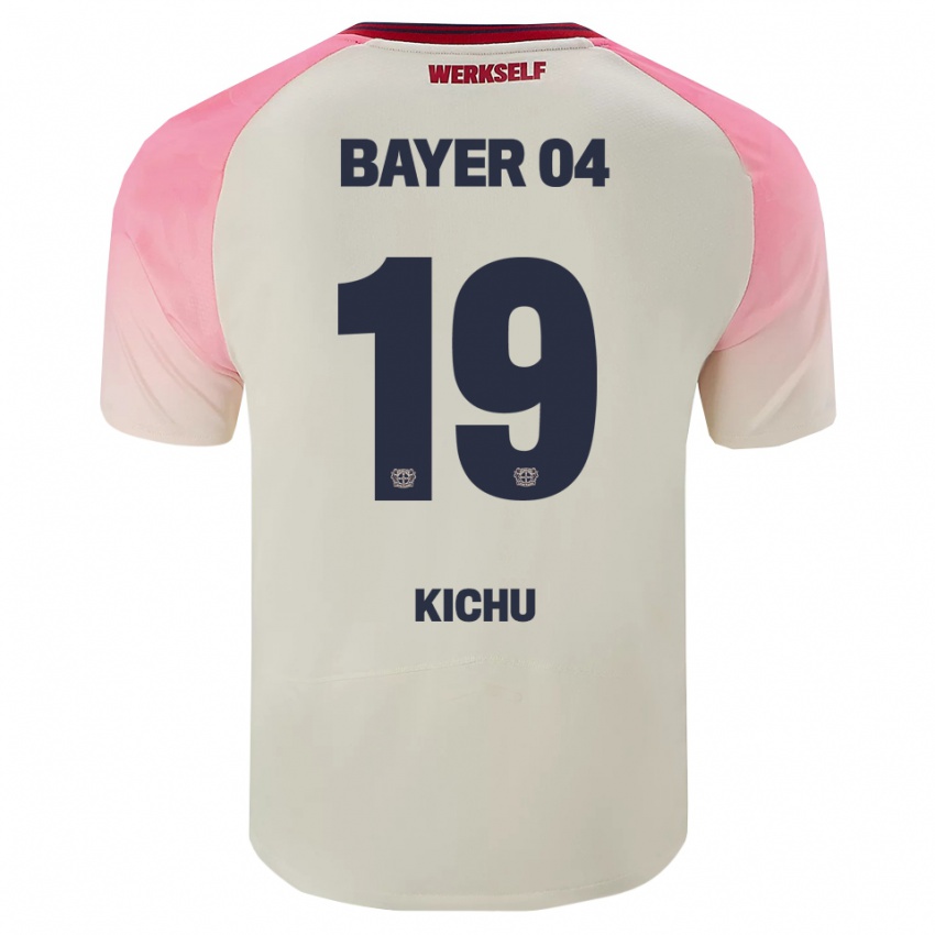 גברים Yassin Kichu #19 ורוד אוף וויט הרחק ג'רזי 2025/26 חולצה קצרה