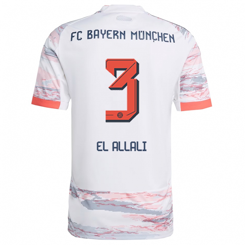 גברים Jonas El Allali #3 לבן אפור הרחק ג'רזי 2025/26 חולצה קצרה