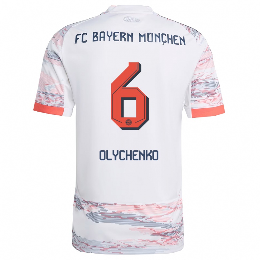 גברים Bogdan Olychenko #6 לבן אפור הרחק ג'רזי 2025/26 חולצה קצרה