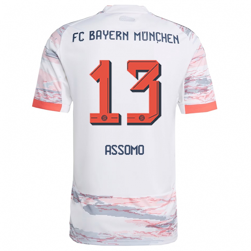 גברים Bastian Assomo #13 לבן אפור הרחק ג'רזי 2025/26 חולצה קצרה