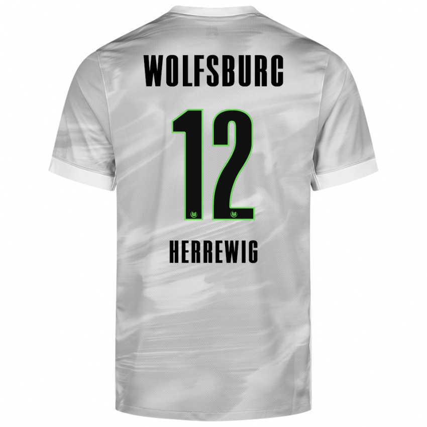 גברים Max Herrewig #12 אפור לבן הרחק ג'רזי 2025/26 חולצה קצרה