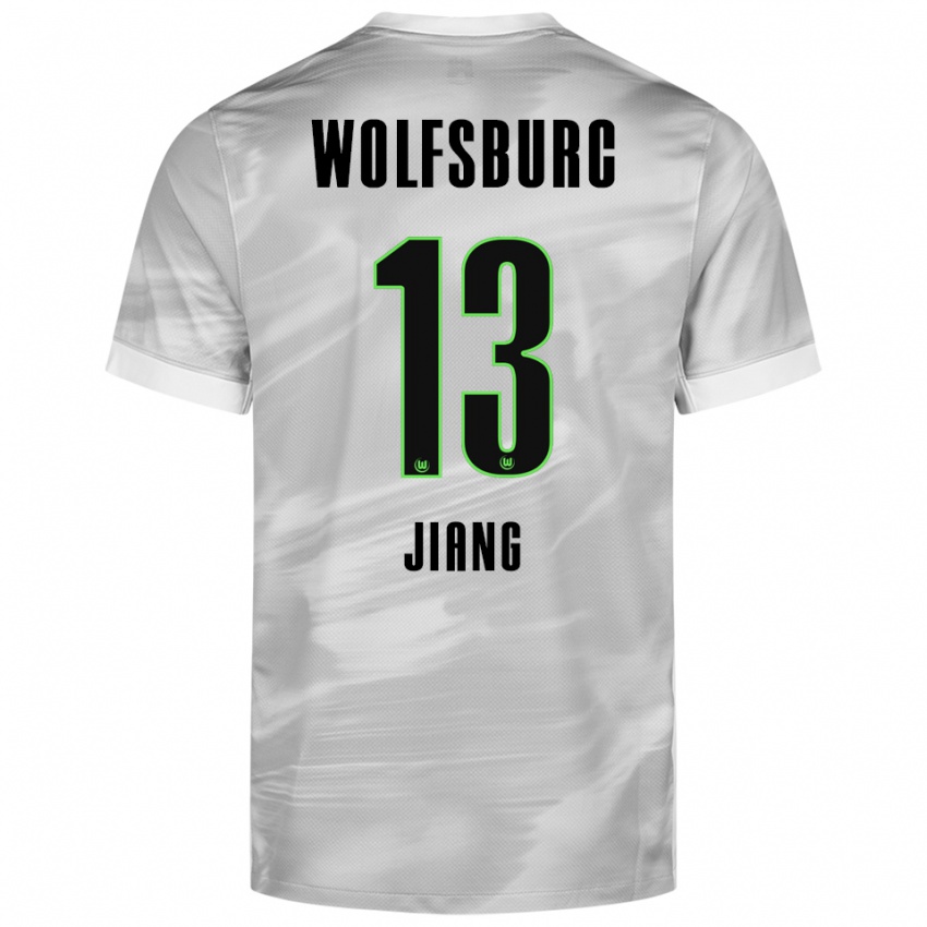 גברים Jingqi Jiang #13 אפור לבן הרחק ג'רזי 2025/26 חולצה קצרה