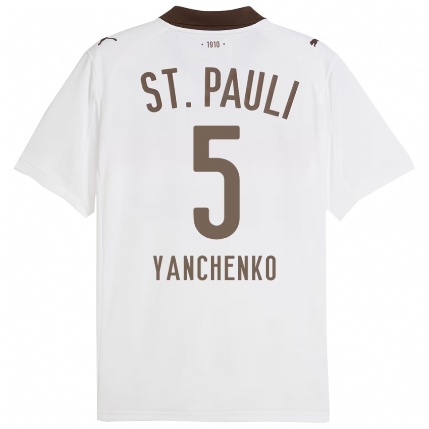 גברים Alla Yanchenko #5 לבן אדום הרחק ג'רזי 2025/26 חולצה קצרה