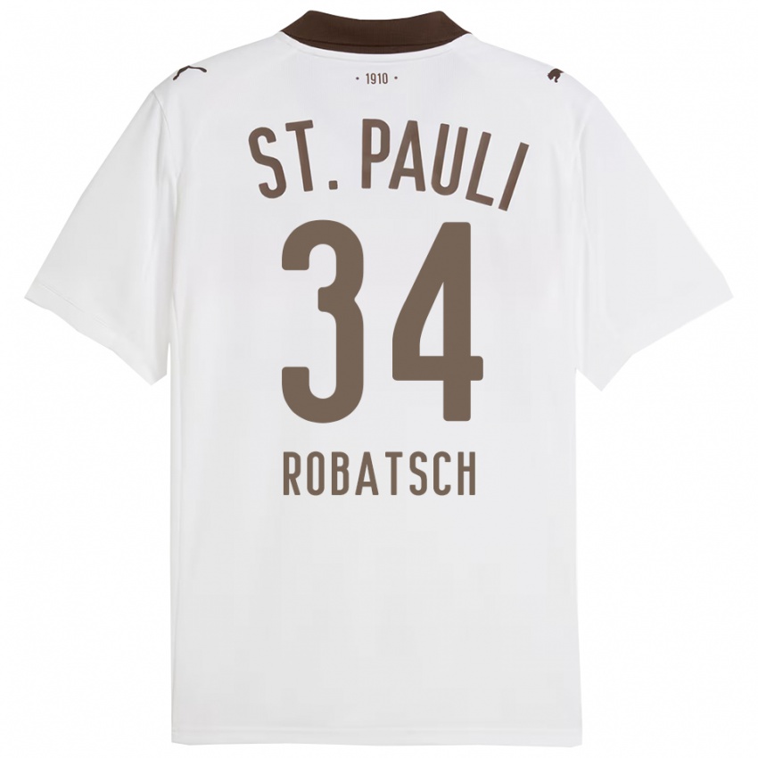 גברים Jannik Robatsch #34 לבן אדום הרחק ג'רזי 2025/26 חולצה קצרה